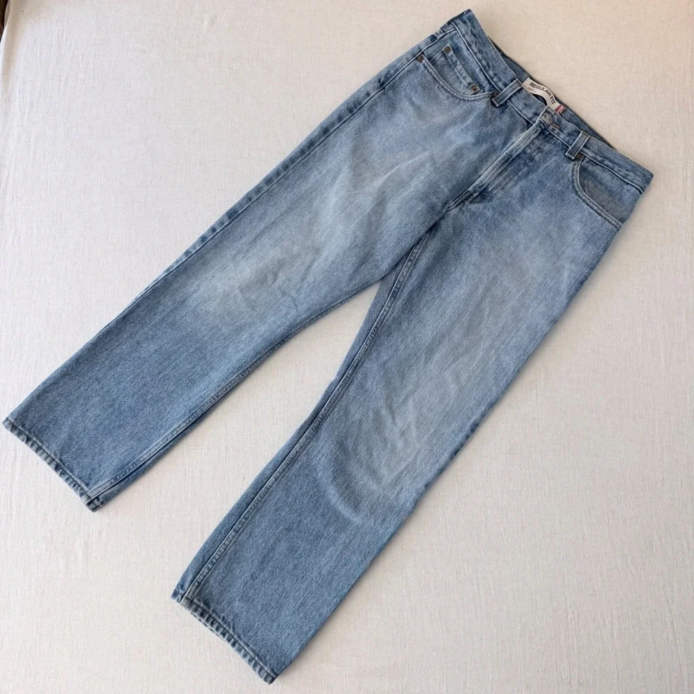 Levis 505 Regular Fit Mens Light Wash Blue Denim Jeans 34x30